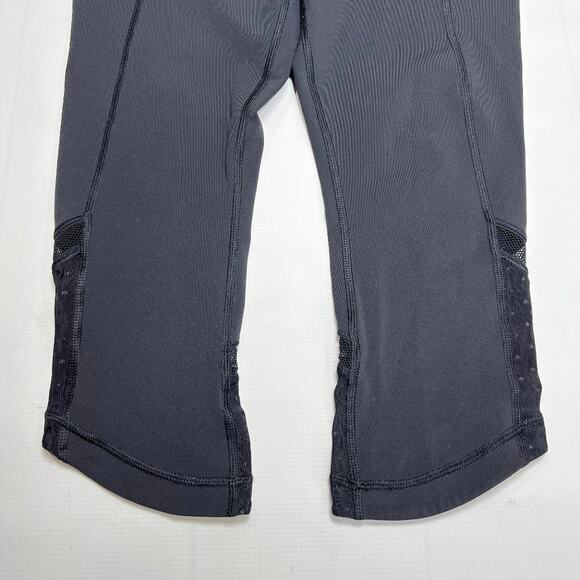 Lululemon Just Breathe Crop Leggings SIZE 6 Black Mesh Panel Pocket Yoga Pants - Picture 12 of 12